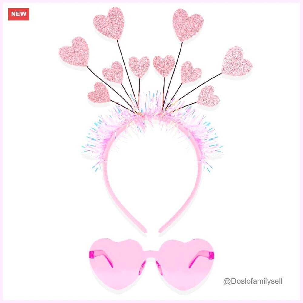 Glitter Heart Headband with Sunglasses Set Cute Valentine's Day Accessories